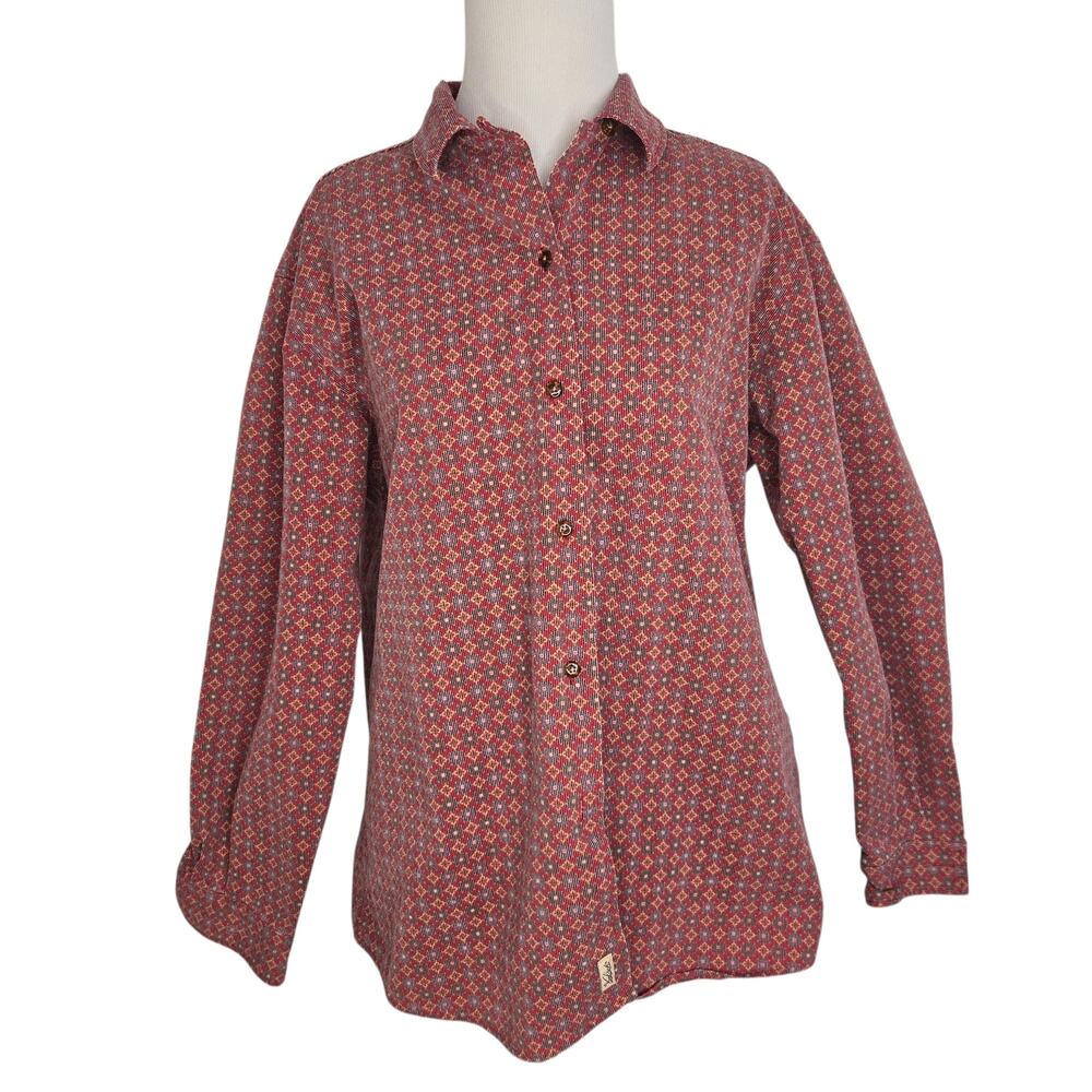 Vintage Woolrich Women Micro Corduroy Gorpcore Printed Shirt Utility Medium